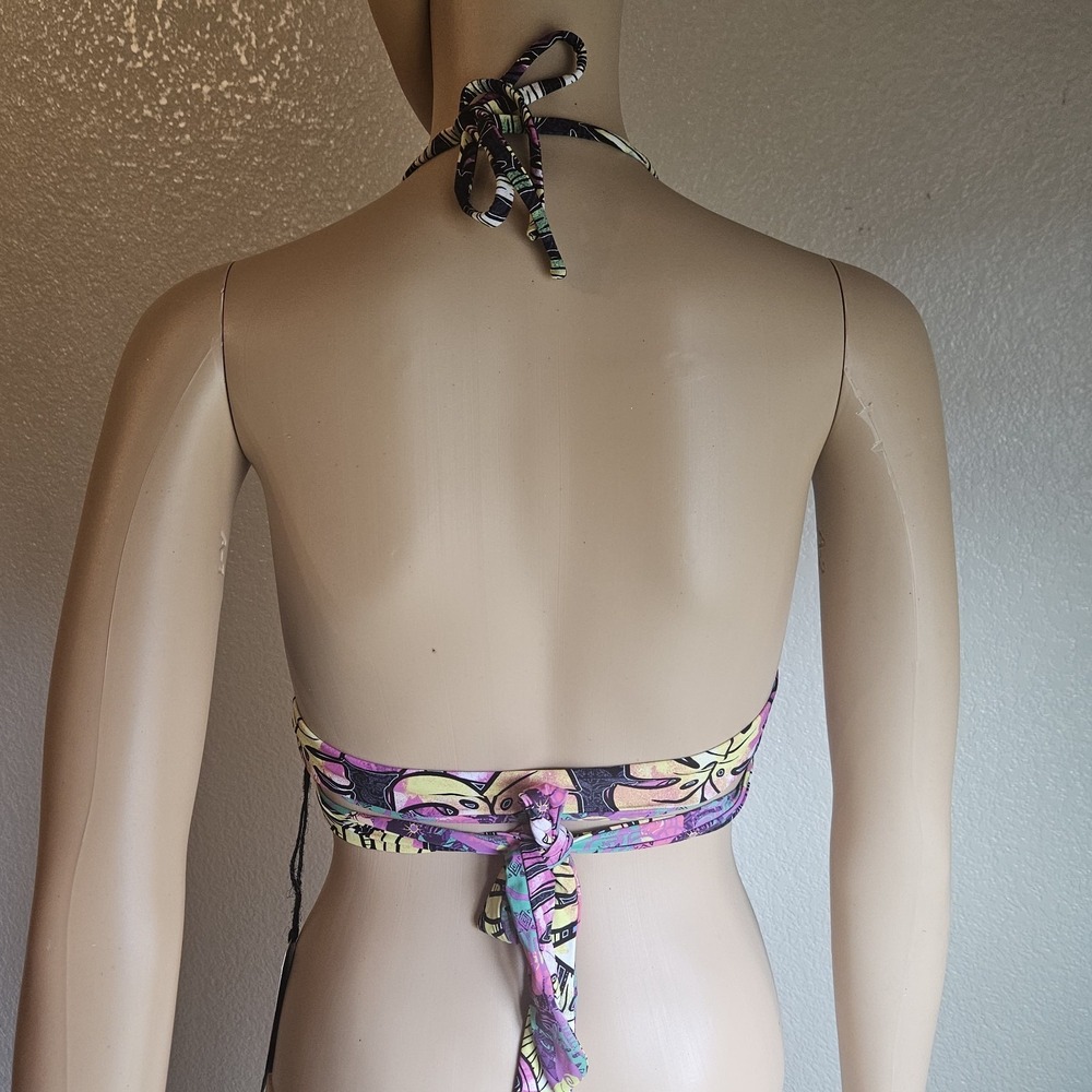 Tropical Reversible Swimsuit Bikini Top Wrap Around Tie Taravana Sz M - Picture 5 of 16